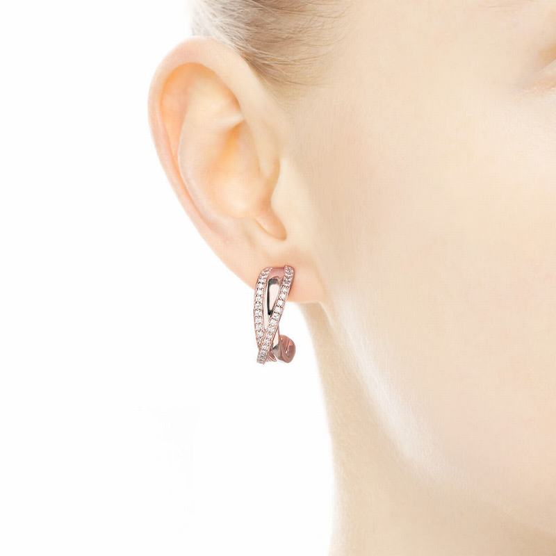 Pandora Rose™ Entwined Hoop Earrings Ireland - Pandora Rose/Cubic Zirconia - 521849DJV